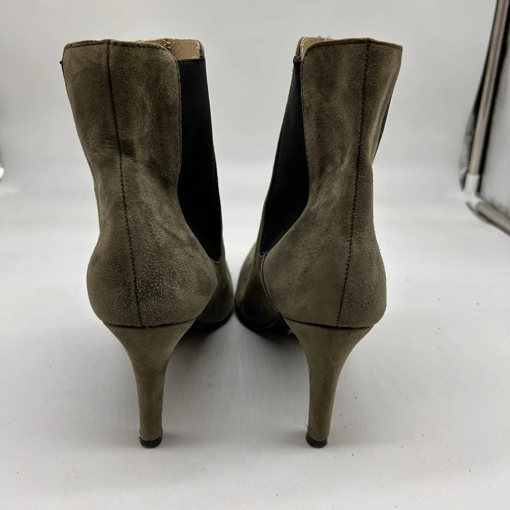 Antonio de Faria Olive Green Suede Pointed Toe Stiletto Ankle Boots Womens 8 39